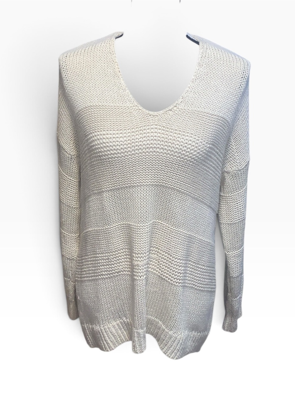 Tommy Bahama Womens Pullover Sweater Open Thick Knit Cream Size XL